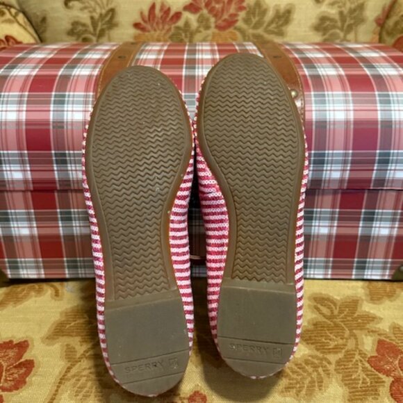 Sperry Top-Sider Bliss Berry & White Striped Sequin Flats Shoes Women SIZE 6.5 - Picture 9 of 14